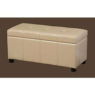   Ivory Leather Storage Bench  For the Home Living Room Ottomans