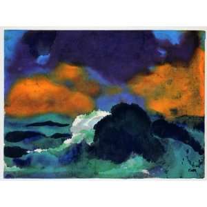  1970 Print Emil Nolde Crashing Wave Seascape Abstract 