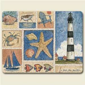 Coastal Collage Glass Tempered Glass Tempered Cutting Board  