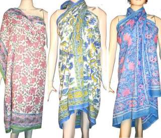 20 Cotton Hand Printed Scarves Pareos Sarong Hijab Wrap  