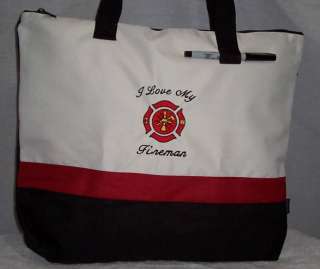 Love My Fireman Red Tote Bag firefighter fire NEW  