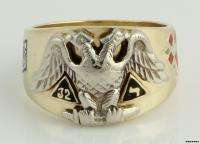 Unique* 32nd Degree Scottish Rite Masonic Band   10k Solid Gold Ring 