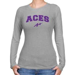  Evansville Purple Aces Ladies Ash Logo Arch Long Sleeve 