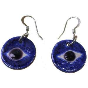  Round Enamel on Copper Earrings   Extra Eyes (Chile)
