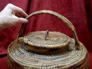 GREAT LARGE UNUSUAL WOVEN SEWING BASKET  