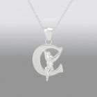 Disney Sterling Silver Tinkerbell Initial Pendant   C