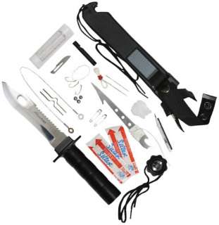Survival Knife and Kit Compass Saw Spear First Aid Wire Cutter Fishing 