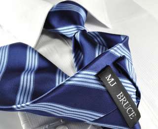   classic business Dark blue Woven silk tiie mens stripe Necktie 049