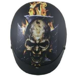  DOT Flat Black Flame Laughing Skull Motorcycle Helmet Sz XL 