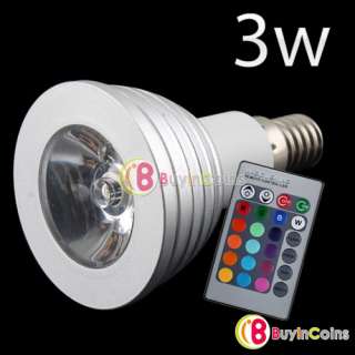 3W E14 16 Colors Changing RGB LED Light Bulb Lamp with Remote Control 
