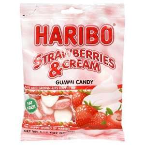 Haribo Gummi Candy, Strawberries and Cream, 5 Ounce Bags (Pack of 24)