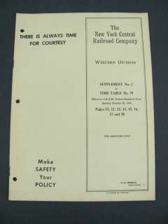 New York Central NYC Railroad Employee Timetable 1956  