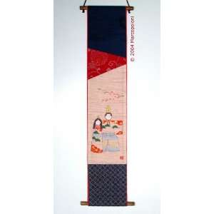  Girls Festival Japanese Tapestry with Vintage Oshima 