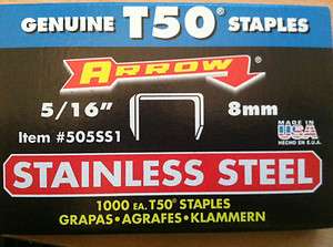 BRAND NEW ARROW Stainless Steel Staples 5/16 T50 #505SS1  