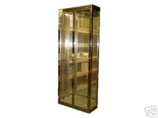 BRASS AND GLASS LIGHTED ORNAMENTAL DISPLAY CASE  