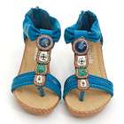 Forever Link Little Girls Turquoise Jeweled T Strap Wedge Sandals 11
