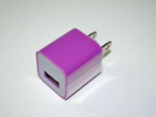   AC Power Charger Adapter +Car charger + Cable for iPhone iPod *purple
