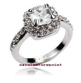   18k White Gold GP w/ Swarovski Crystal Engagement Ring _ 8 R114  