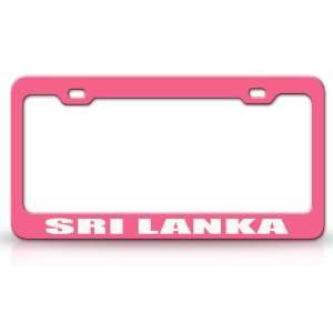 SRI LANKA Country Steel Auto License Plate Frame Tag Holder, Pink 