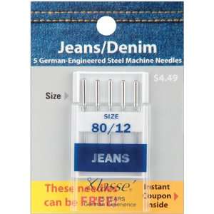  Klasse Jeans/Denim Machine Needles 80/12 5/Pkg (A5103 8012 