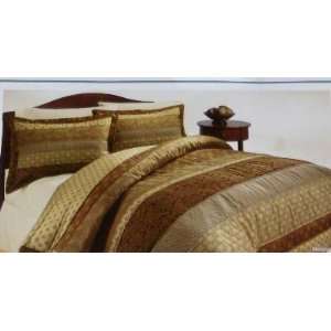   Handcrafted Golden Brown Quilt King Bed Comforter Set
