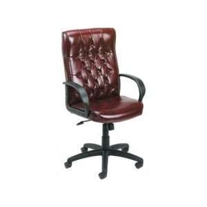  Boss Button Tufted Executive Chair in Burgundy W/ Knee 
