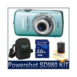  Canon Powershot SD980IS Blue 12MP Digital ELPH Camera with 5x Ultra 