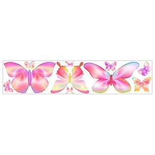 Walls Fluttering Butterflies Freestyle Peel and Stick Decal in Pink 