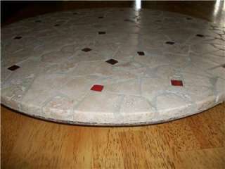 TRAVERTINE STONE MOSAIC TILE TABLE TOP GLASS ACCENT  