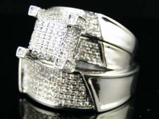 BRIDAL ENGAGEMENT ROUND CUT DIAMOND RING TRIO BAND SET  