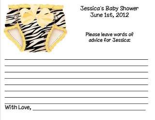 24 Zebra Diaper Baby Shower Advice Cards  