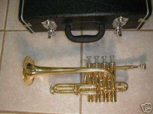 Piccolo Trumpet with hard case, New, gold color  