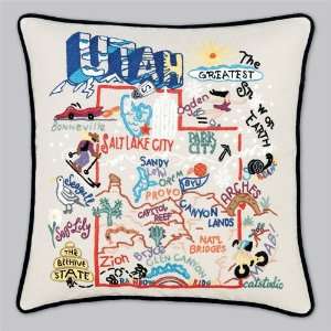  Cat Studio Embroidered State Pillow   Utah Patio, Lawn 