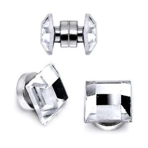  8mm Square Jeweled Magnetic Ear Plug Jewelry