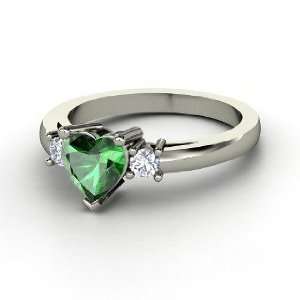  Spark My Heart Ring, Heart Emerald 14K White Gold Ring 