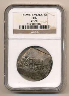 NGC 1732 Mexico Silver 8 Reale Cob Type VF 20  