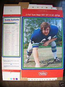 1979 Nalleys Chips Comp. Box Seattle Seahawks Tom Lynch  