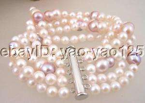 5Strds White Salt Water SPearl&Baroque Pearl Bracelet  