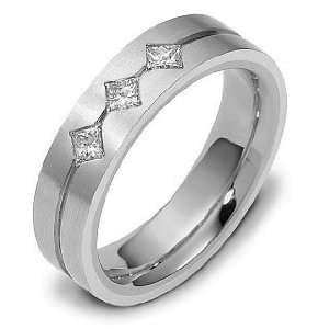  5.5mm Platinum 3 Diamond Comfort Fit Wedding Band Ring   5 