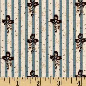  44 Wide Nottingham Village Floral Stripe Tan Fabric By 