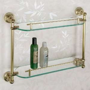   Tempered Glass Shelf   Two Shelves   Polished Brass
