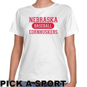   Cornhuskers Ladies White Custom Sport Classic Fit T Shirt   Sports