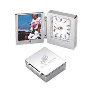  CA221    Silver Finish Travel Alarm Clock with Picture 