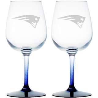   New England Patriots 12oz. Clear Wine Glasses  Set of 2   