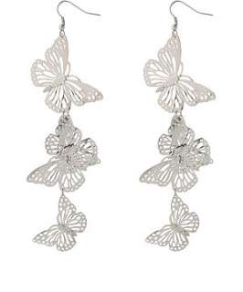 Silver (Silver) Butterfly Drop Earrings  221024392  New Look