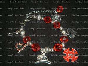 Firefighters Wife   Charm Bracelet   Thin Red Line  
