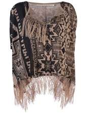 TWELFTH STREET BY CYNTHIA VINCENT   FEX FRINGE PONCHO