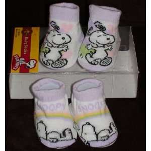  Peanuts Snoopy Baby Socks, 0 12 Months. White and Lavender. Baby
