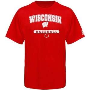 NCAA Russell Wisconsin Badgers Cardinal Baseball T shirt  