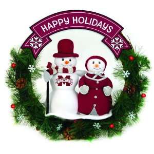  20 NCAA Mississippi State Happy Holidays Snowman Couple 
